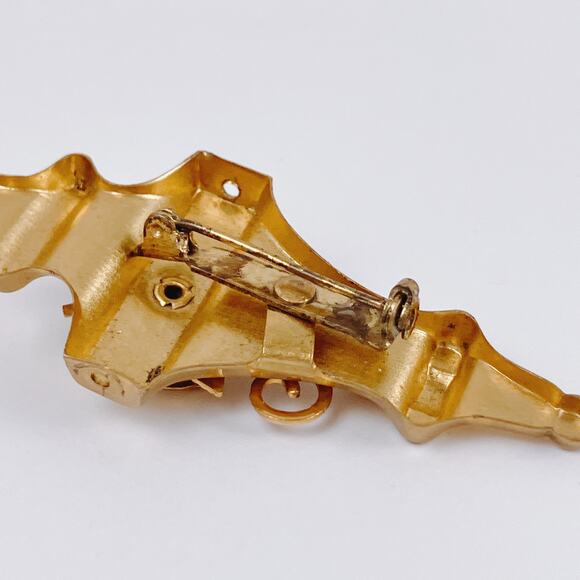 VTG 1940s Mid Century Brooch Pendant Convertible Red Blue Rhinestones Gold Tone - Picture 8 of 11